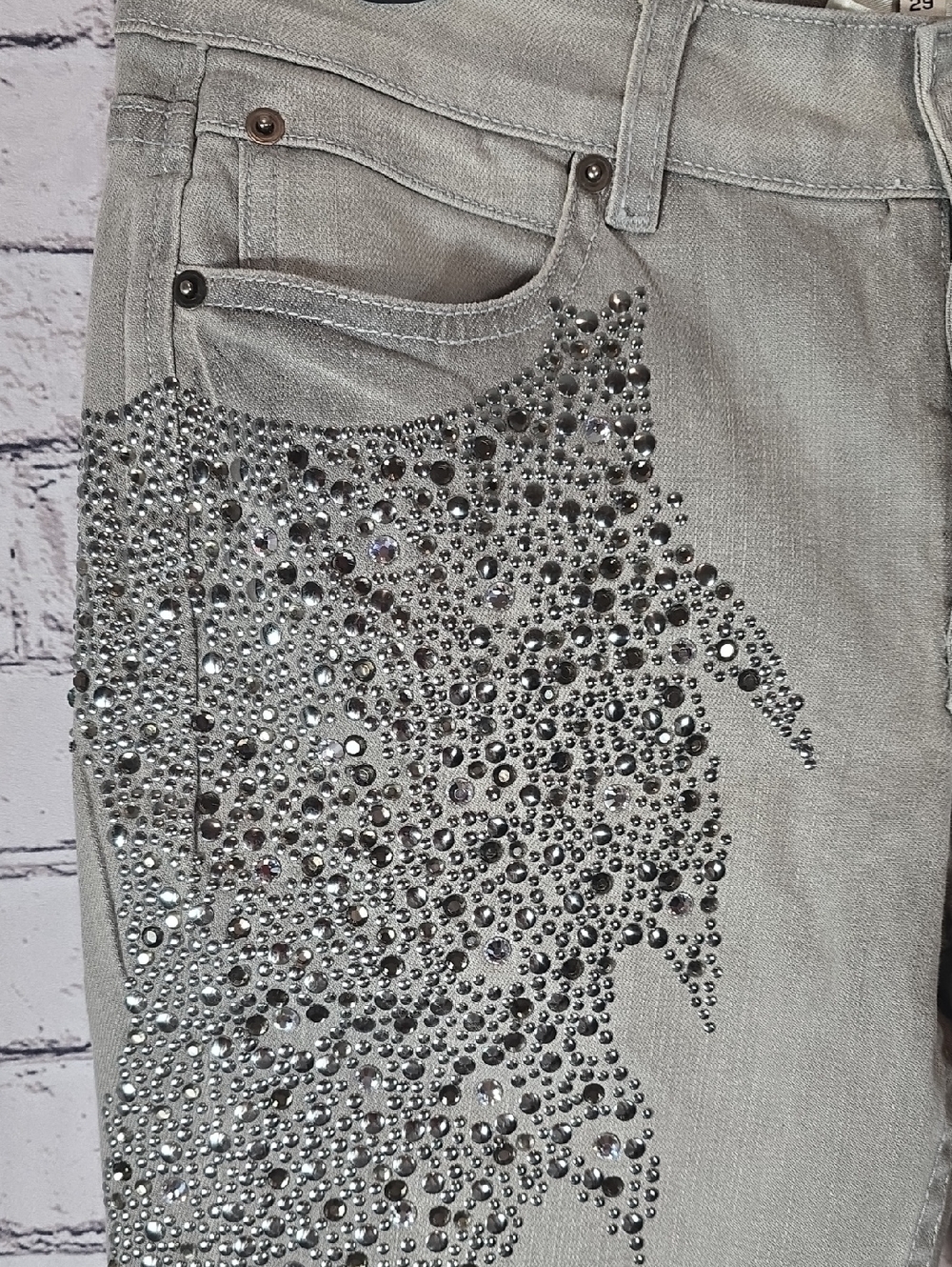 Haute Hippie Light Gray Jeans with Crystal Embellishment Size 29 EUC - Picture 5 of 12